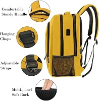 MATEIN 15,6" Laptop Hátizsák Nőknek - Sárga Notebook Táska USB Töltőporttal, Üzleti és Munkavégzéshez, Férfiaknak is 6