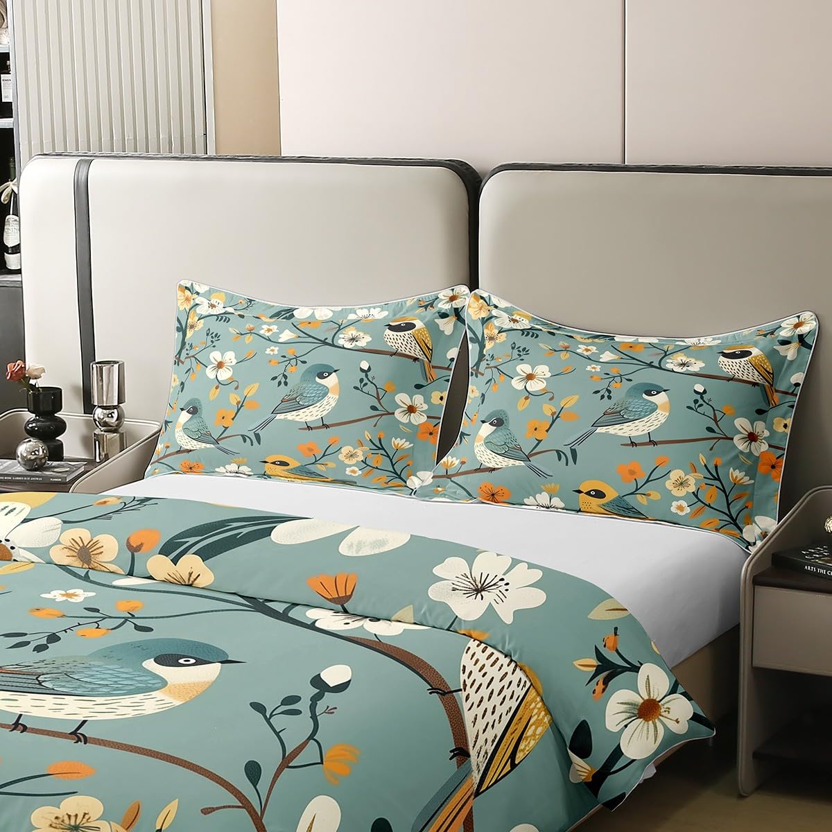 Feelyou Kids Yellow Pear Bedding Set Queen(No Comforter) Cute Pear 100% Cotton Duvet Cover Kawaii Cartoon Fruit Comforter Cover Tropical Fruit Teens Bedspread Cover Bedroom Decor Zipper Fashion