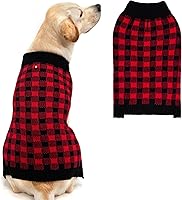 Vista 25 de PUPTECK - Suéteres para perros grandes, medianos y pequeños - Estilo clásico a cuadros de otoño, abrigo de invierno para cachorros, ropa cálida