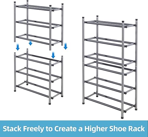 Miniatura 6 de STORAGE MANIAC Zapatero expandible, zapatero apilable para armario, organizador de zapatos pequeño para entrada, zapatero ajustable para garaje,