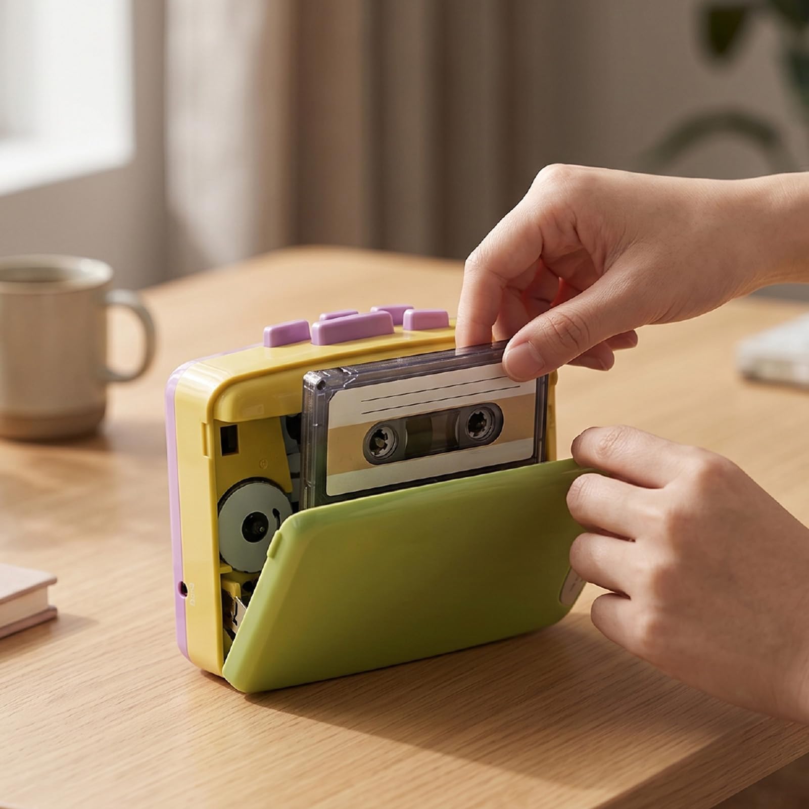 lyrlody Lettore di Cassette retrò Registratore a Cassette ABS con Registratore di Trasmissione FM Alimentazione USB con Jack per Cuffie da 3,5 Mm Registrazione per gli Amanti della Musica a Casa in