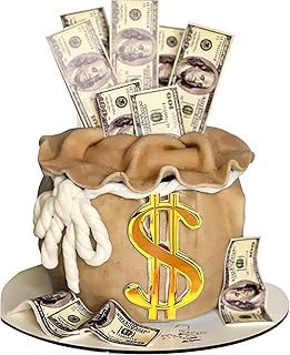 50 Pack Edible 100 Dollar Bill Image Cake Toppers Wafer Paper Fake Money Cake Picks Baby Shower Dollar Birthday Anniversary Cake Decorations Party Supplies