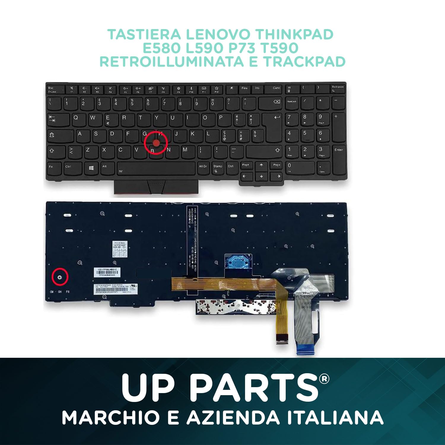 Azienda Italiana Tastiera Italiana Compatibile con Lenovo per Notebook ThinkPad E580 L590 P73 T590 01YP777