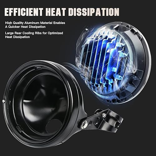 Miniatura 3 de LEDOPPO Luces LED redondas de 7 pulgadas para motocicleta con cubeta de vivienda, DRL, luces de señal de giro ámbar, luz de haz de luz para