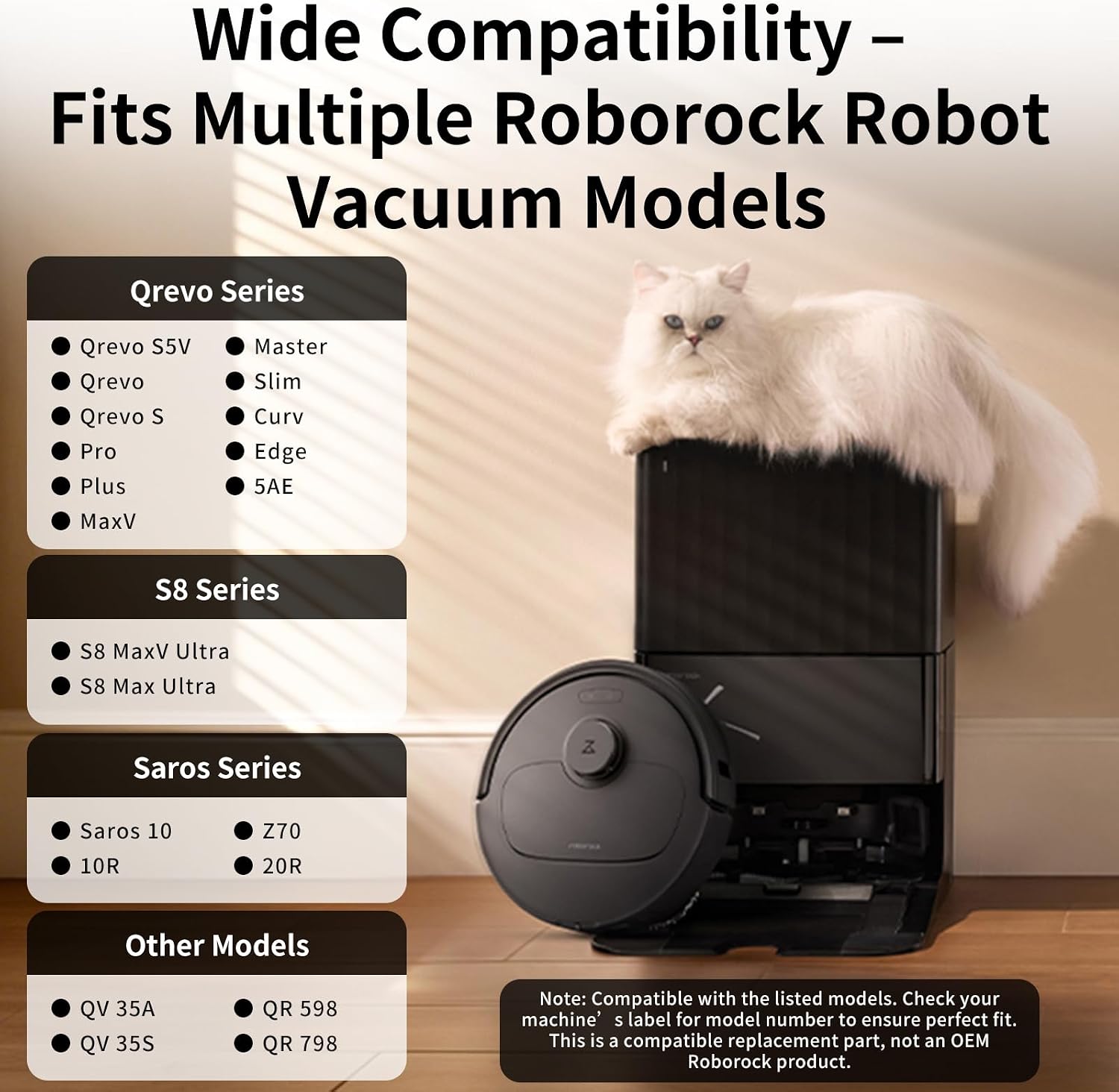 20 Pack Dust Bags Compatible with Roborock QV 35A, Qrevo Series, S8 MaxV Ultra, Saros 10/10R/Z70, Qrevo S/Pro/MaxV/Master/Slim/Curv/Edge, Large Capacity 2.7L Disposable Vacuum Bags Replacement image 2