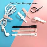 20 Pcs Silicone Cable Ties, Reusable Cord Organizer Self-Locking Wire Management Straps, Tie Wraps for Home Office Desk Accessories, USB Cables, Earphone Cords & Travel Storage, 5 Colours
