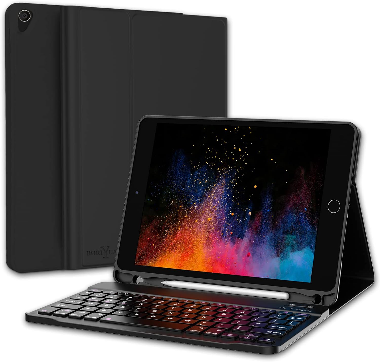 BORIYUAN iPad 10.2 Keyboard Case, Cover with Detachable