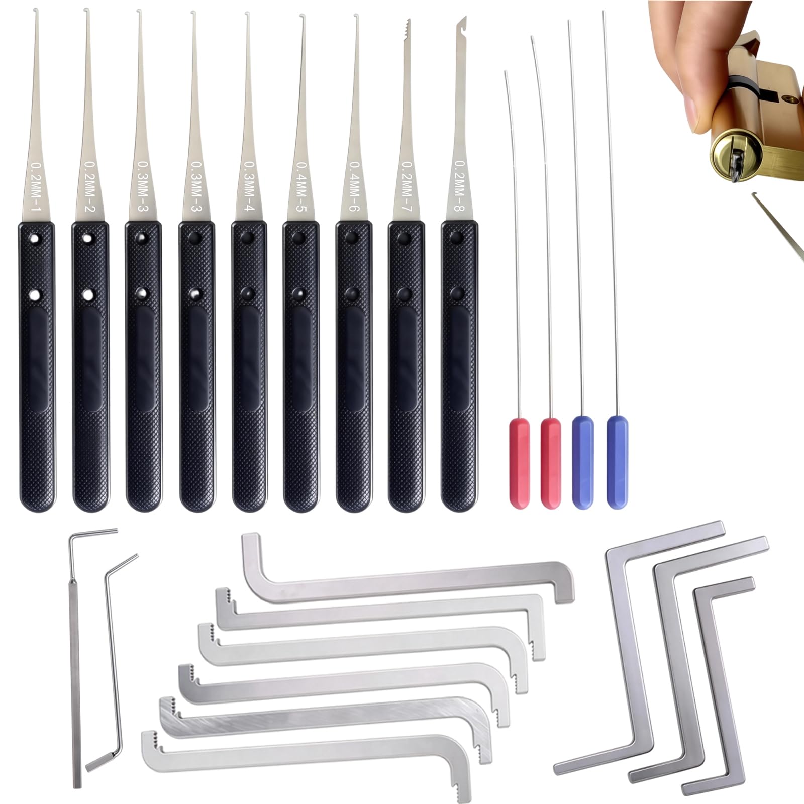 23 Pcs Professional Broken Key Extractor & Lock Maintenance Tool Kit, Precision Steel Emergency Key Removal Set for Automotive & Home Lock Cylinder Service