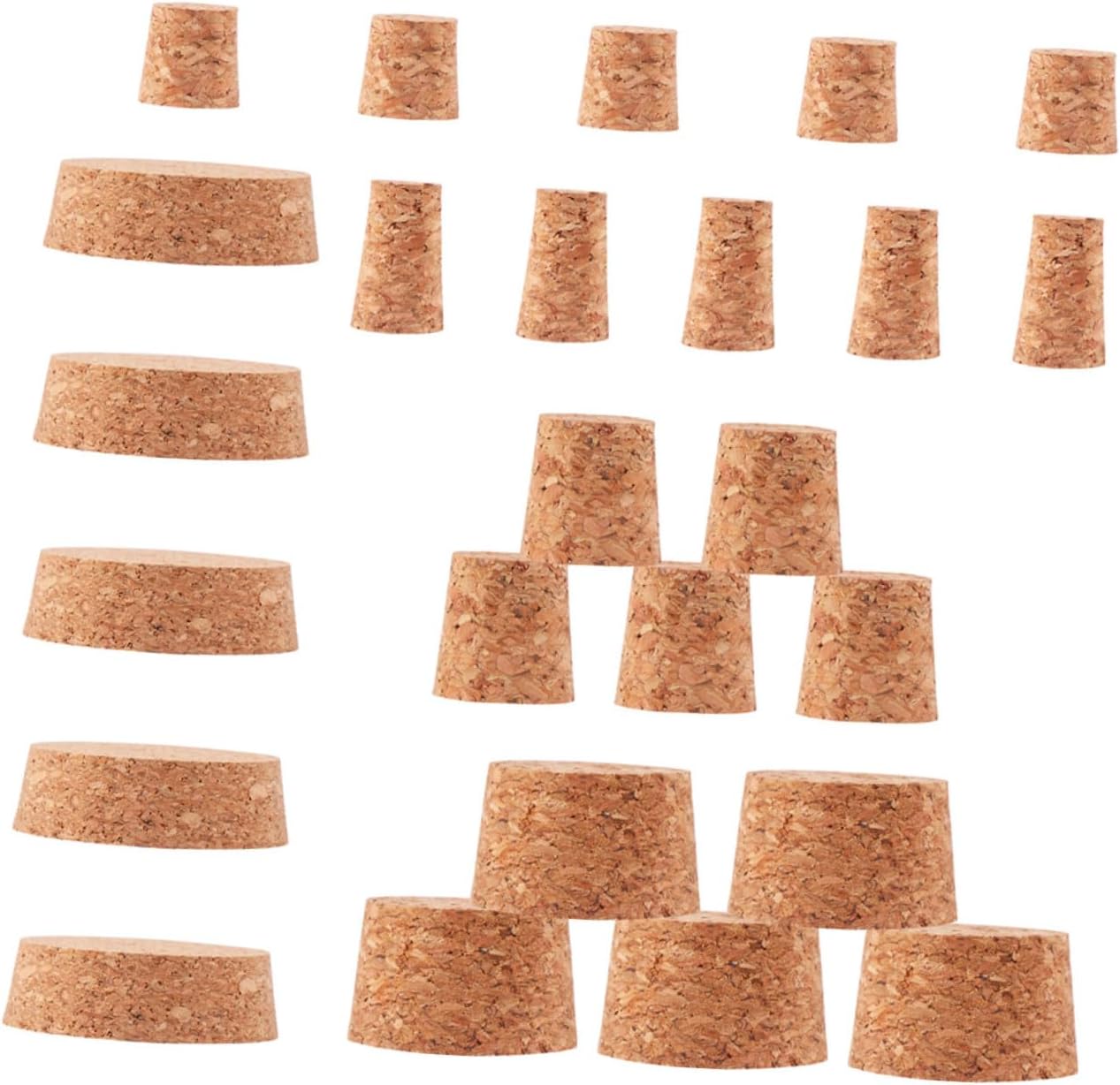 MAGICLULU 30 Pcs Tapered Cork Plugs Wood Wine Bottle Corks Stoppers Natural Soft Wood Corks for Wine Beer