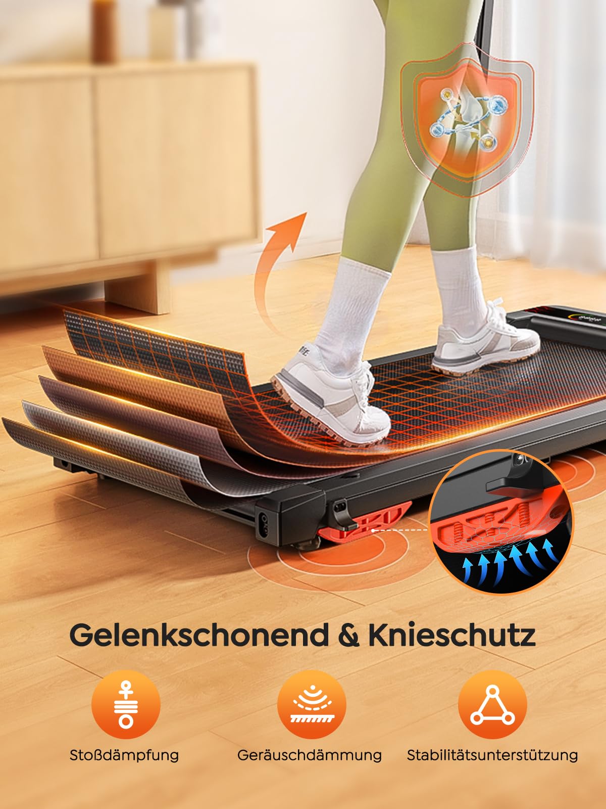 Klappbares Laufband mit Steigung für Zuhause & Büro – 9% manuelle Neigung, kein Aufbau nötig, All-in-1 Walking Pad für klappbar, 1–12 km/h, LED-Doppelanzeige, Walkingpad mit App & Fernbedienung