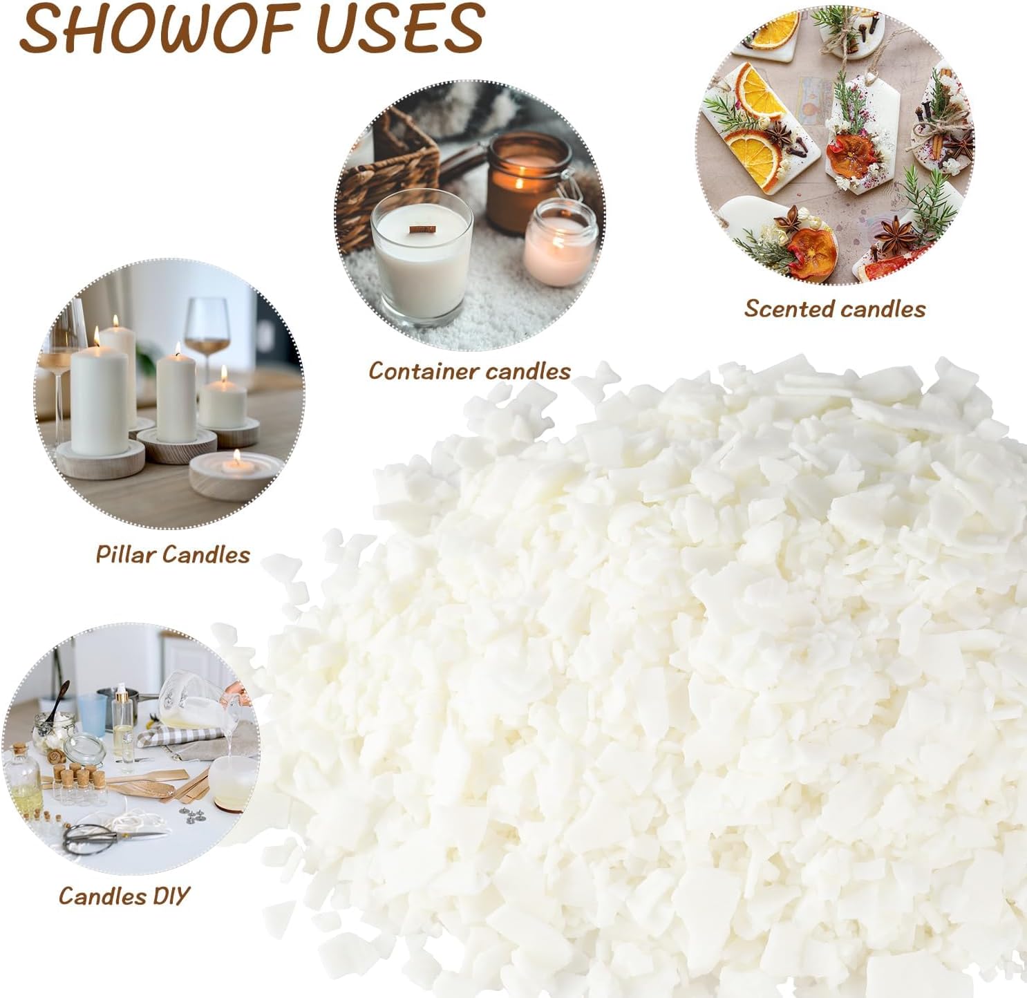 20 lb White Soy Wax DIY Candle Making（Flakes & Soft）,No additives and Pure，Perfect for Your DIY Projects