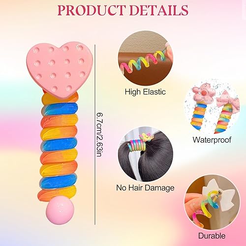 Miniatura 7 de Bandas de pelo de alambre de teléfono coloridas para niños, lazos trenzados con lazo para el cabello, lazos para el cabello con cable de teléfono,