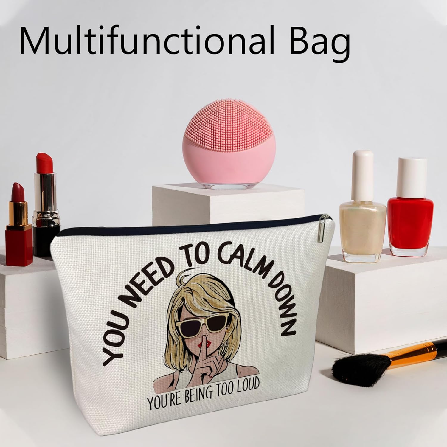 Inspired Makeup Bag for Women You Need to Calm Down Album Cosmetic Pouch with Zipper Music Lover Gift for Sister Best Friend Graduation Birthday Friendship Gifts for Women - Image 7