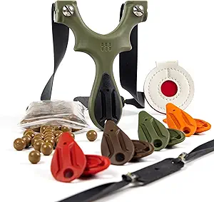 Scout LT Customizable Slingshot with Target, 100ct Clay Ammo, and 2 Bands for Professional and Powerful Target Sling Shot Shooting
