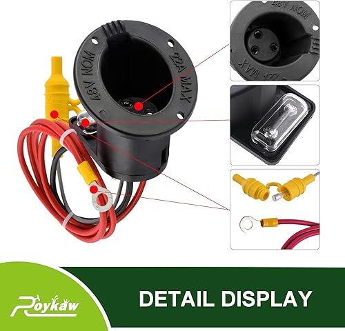 Miniatura 2 de Roykaw Receptáculo de cargador de 48 voltios con reemplazo de conjunto de fusible compatible con modelos eléctricos Club Car DS 2000 en adelante,