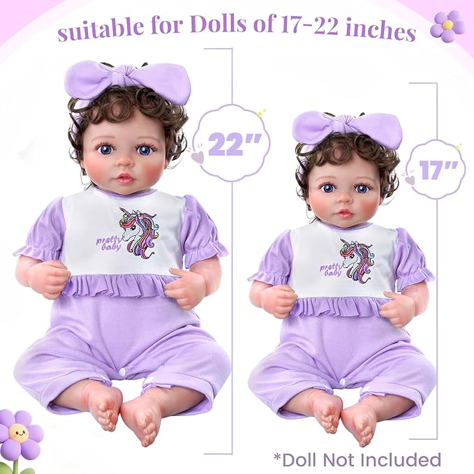 BABESIDE 8 Pcs Reborn Baby Doll Clothes & Bassinet for 17-22 Inch Dolls