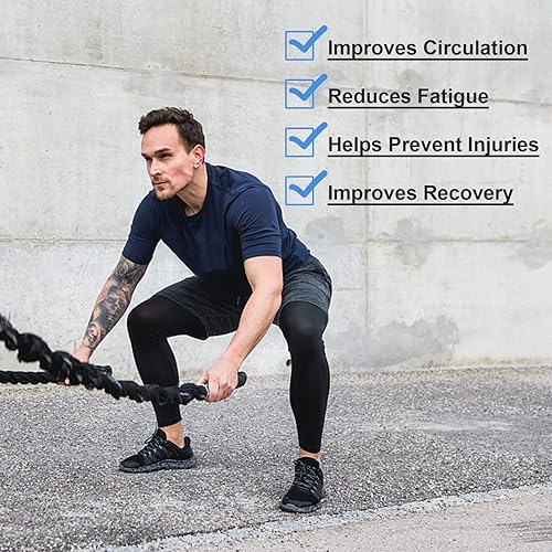 Miniatura 4 de CACASO 3 pares de mangas para piernas, manga de compresión de pierna completa, manga de rodilla deportiva con tiras de silicona antideslizantes,