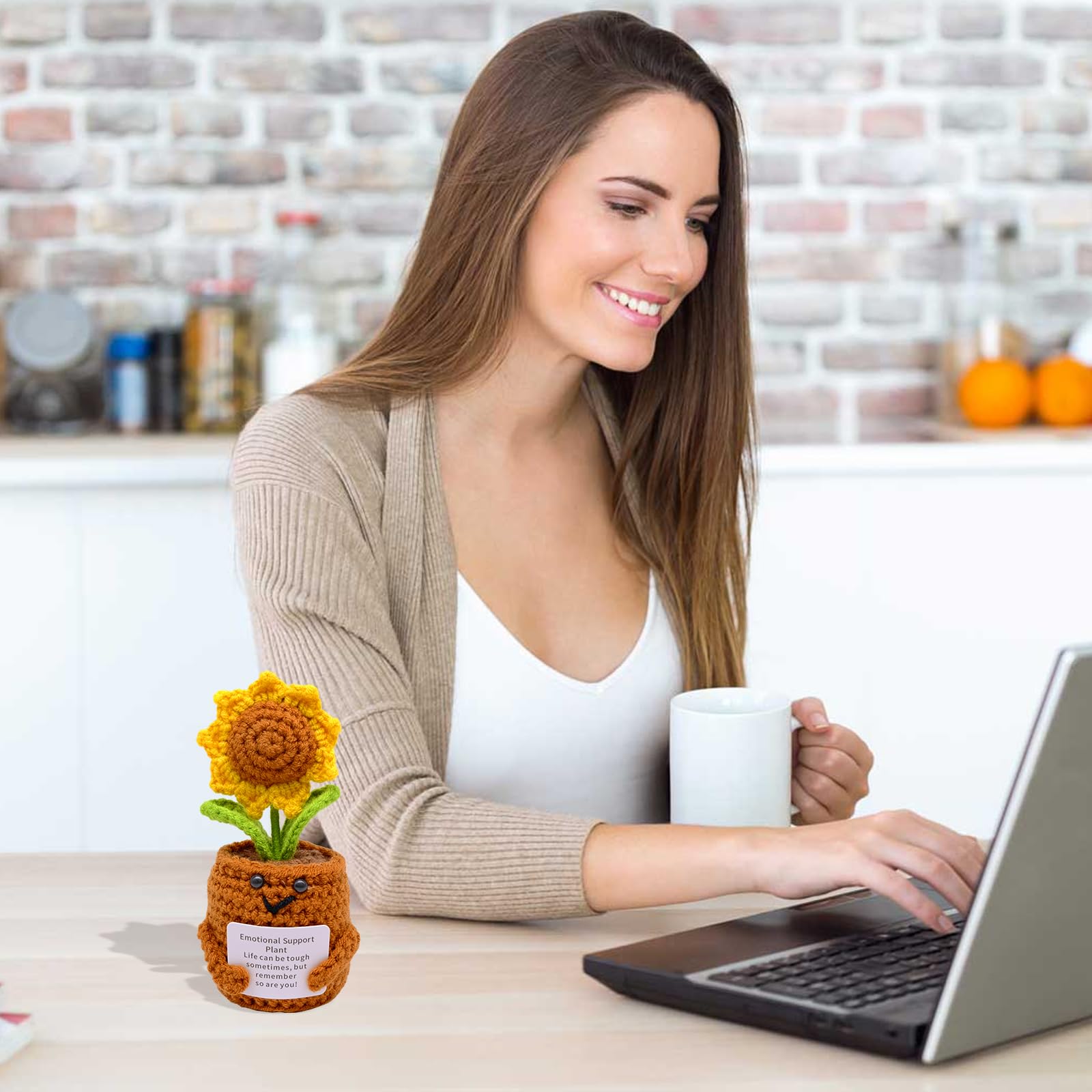 Fiori All'Uncinetto Fatti A Mano Per Insegnanti – Mini Vaso 7x14 Cm – Decorazione Scrivania