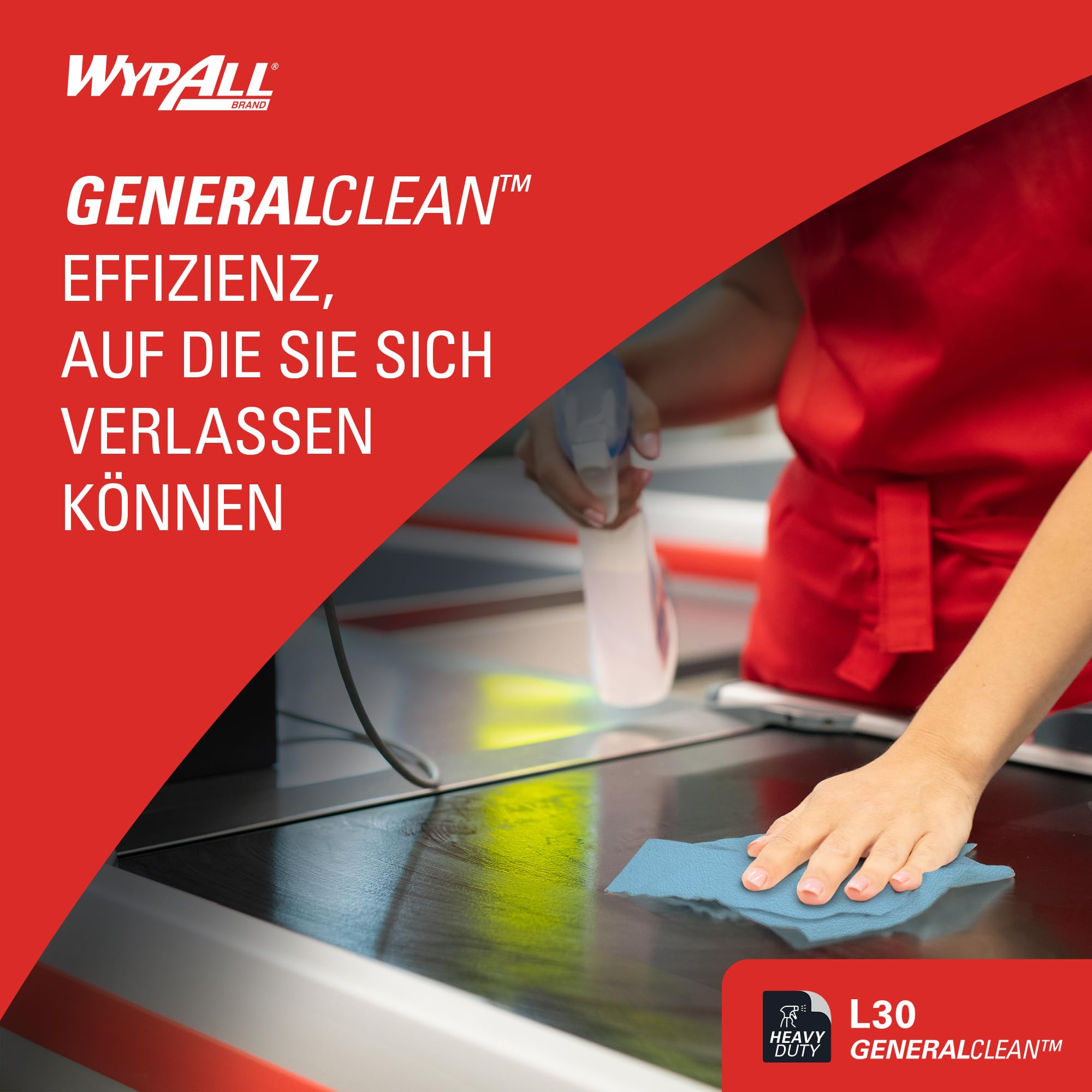 WypAll L30 Papiertücher für industrielle Reinigung 7426, Jumbo Rolle, hohe Saugfähigkeit, extra breit, 3-lagig, 1 Rolle x 670 blaue Tücher (Gesamt 670 Stück)