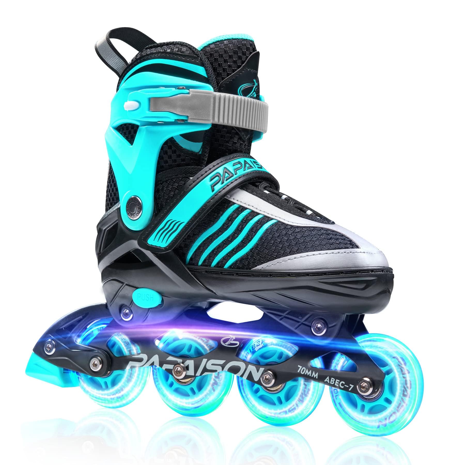 PAPAISON Adjustable Inline Skates Boys Ages 4-12, Roller Skates for Girls Kids with Full Light Up Wheels, Outdoor Skates Illuminating Skates for Children Teens Women