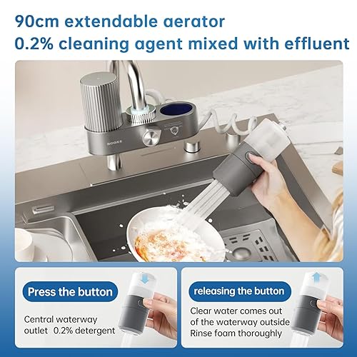 Miniatura 3 de Filtro de agua para grifo de fregadero, filtro de agua 4 en 1 con filtracióncrudoreforzadormodo de limpieza, NSF42 reduce el cloro y los olores,