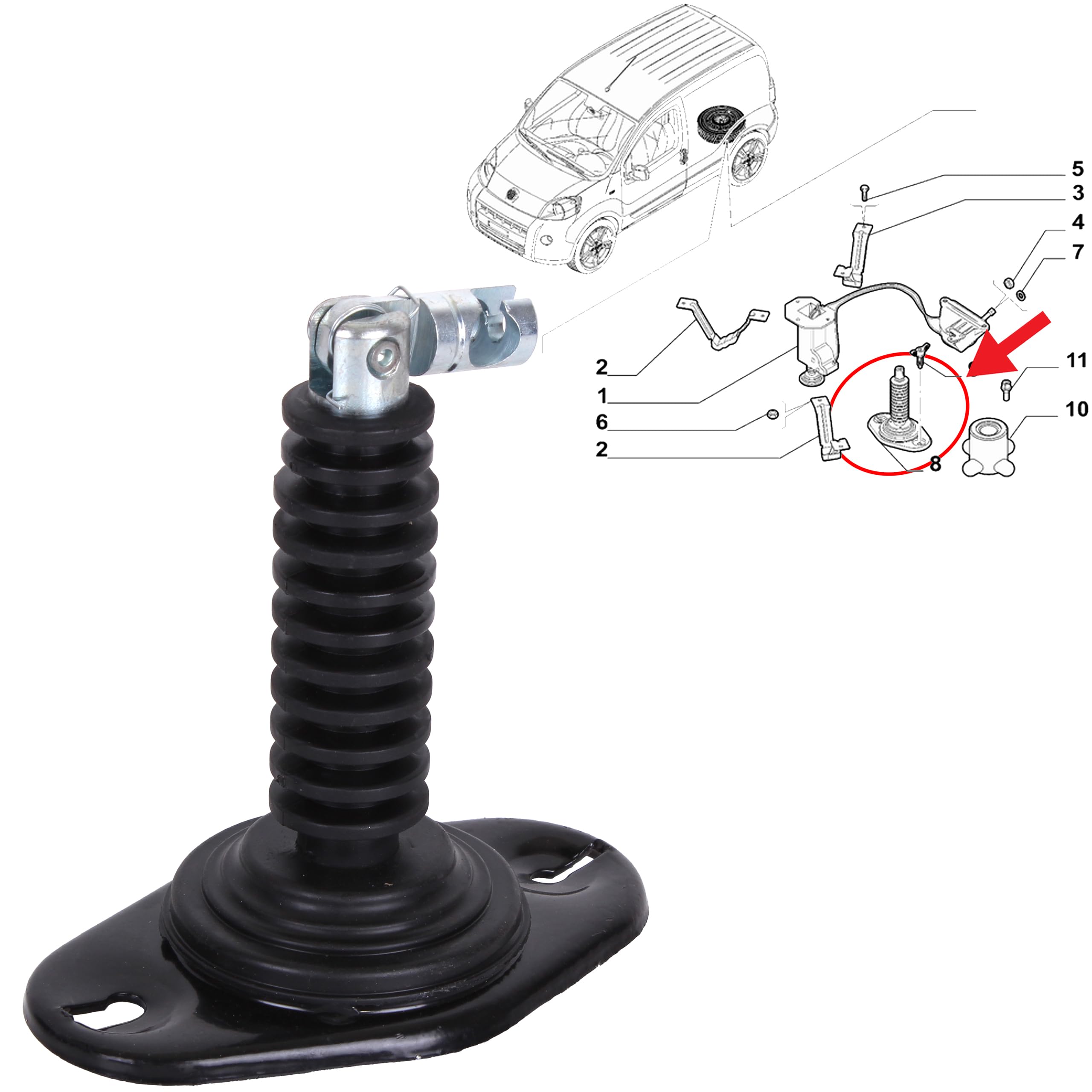 INLY Support de mécanisme de roue de secours compatible avec Nemo Fiorino Qubo Bipper (2008-2021) 51952366 1610927080 7603V4 7603W2 51840779 51910873