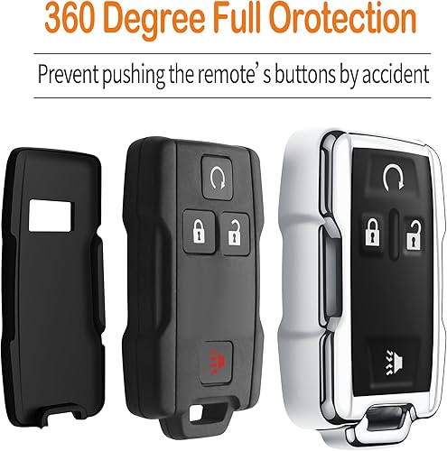 Miniatura 4 de Sindeda - Funda para llave Chevrolet con llavero de protección completa suave, carcasa para llave compatible con Colorado Silverado Suburban Tahoe