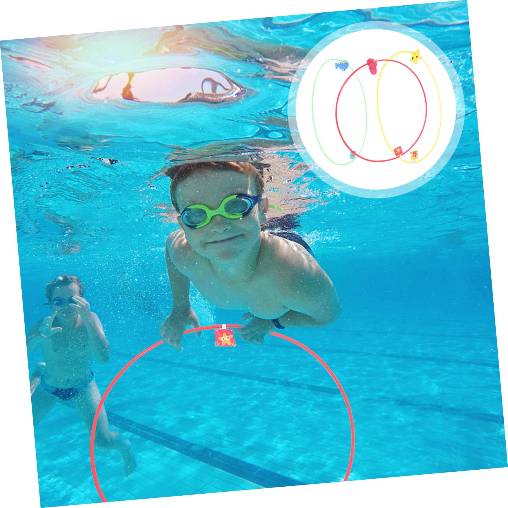 Anneaux de Plongée Piscine pour Garçon et Filles, Lot de 3 en Abs | Nylon et Écume, Format Compact Facile à Ranger, pour Jeux Aquatiques en Piscine
