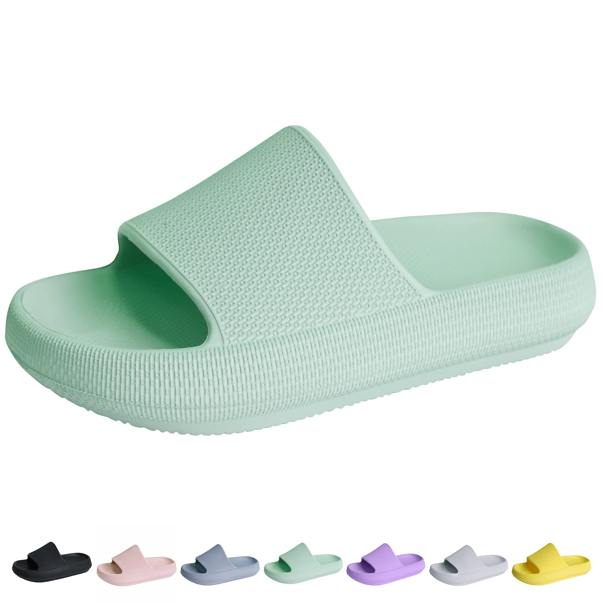 Youecci Cloud Slides for Kids丨Shower Slippers Bathroom Pool Sandals丨Boys Girls Comfy Thick Sole Slippers丨Summer Non-Slip Beach Shoes
