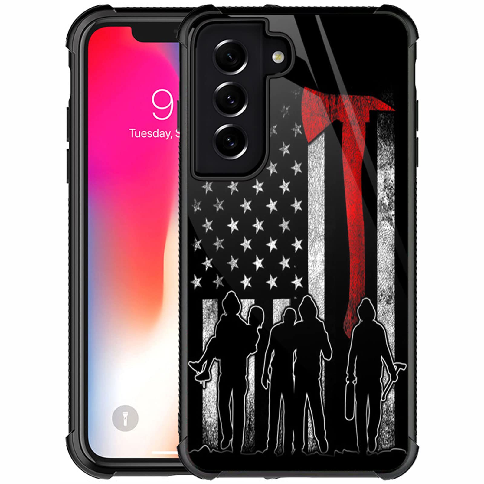 CARLOCA Compatible with Samsung Galaxy S21 Plus Case,American Flag Humans Pattern Design for Girl Boy Shockproof Anti-Scratch Case for Samsung Galaxy