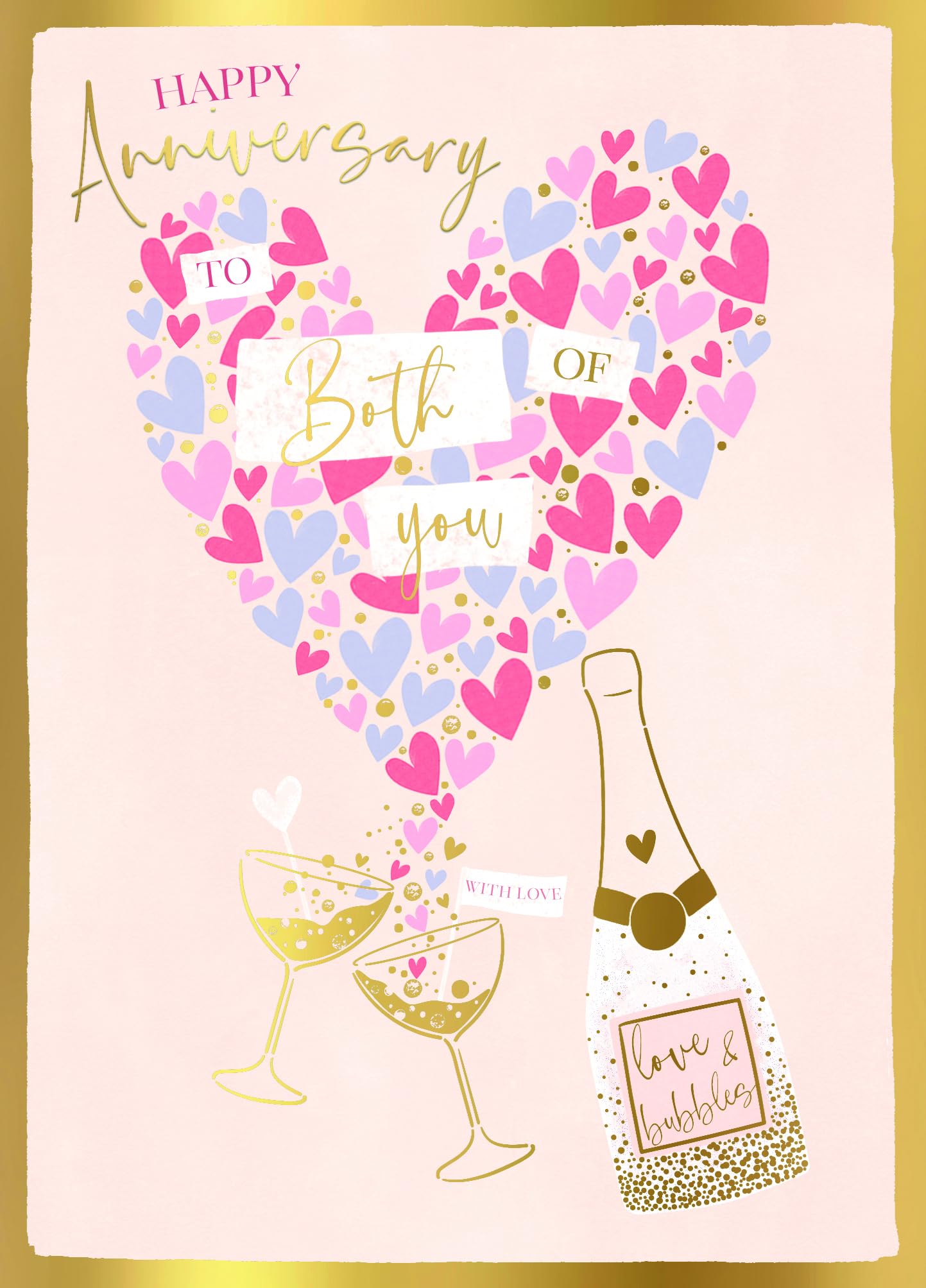 Happy Anniversary To Both Of You Luxury Greeting Card By Wishing Well Studios, 5 X 7 Inches