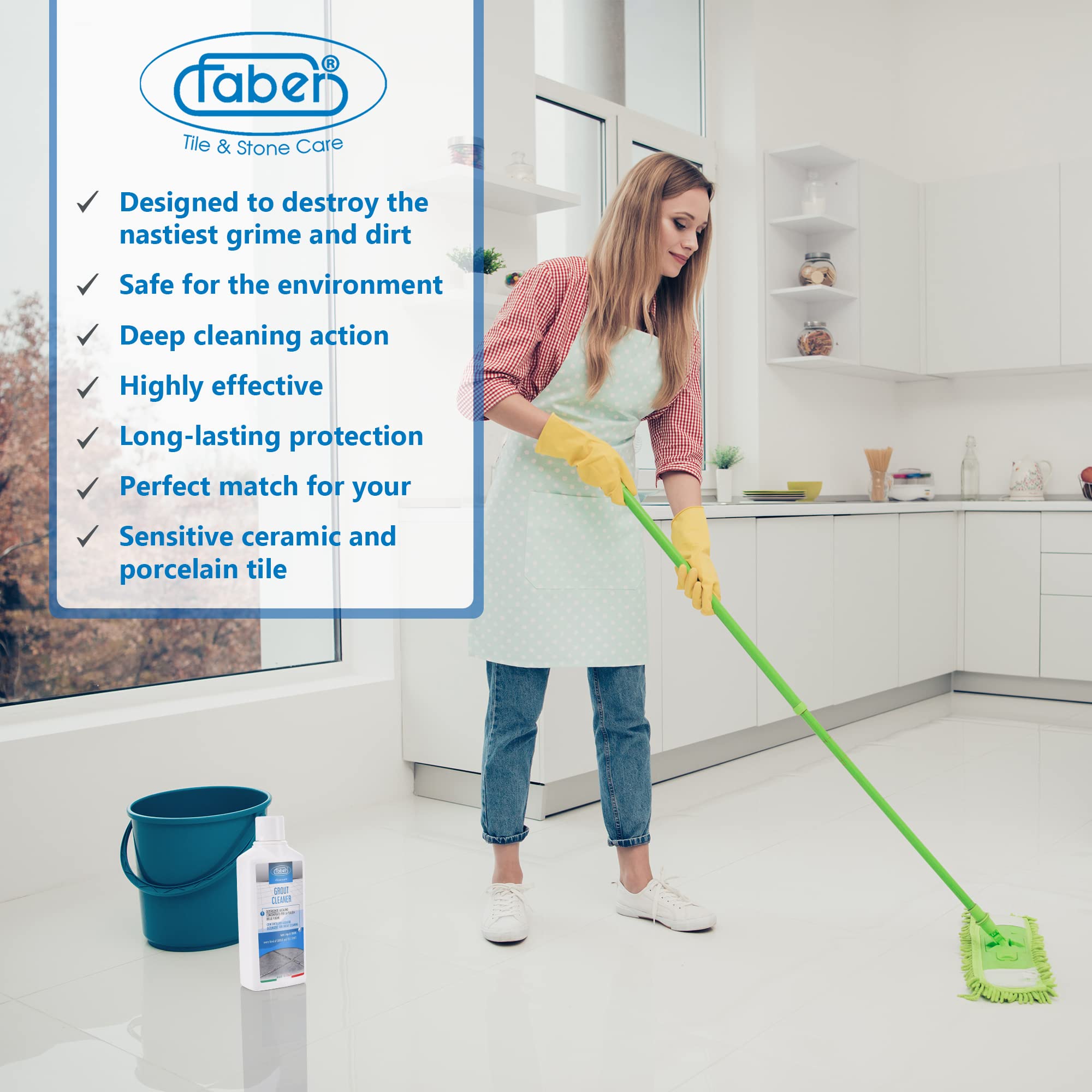 Faber środek do czyszczenia fug do fug Heavy Duty Deep Clean Ekologiczny i bezpieczny środek do czyszczenia plam, usuwa i czyści brud, tłuszcz i brud, bezpieczny dla ceramiki i porcelany..