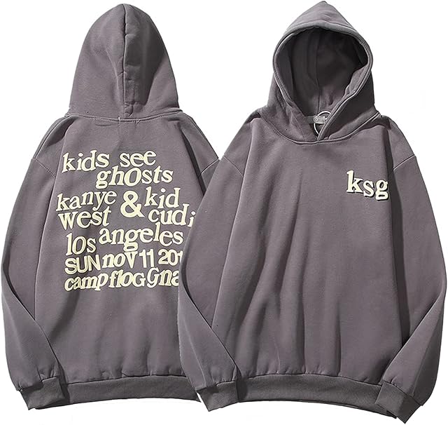 PUHONG Kanye Omari West Print Plus Fleece Long Sleeve Hooded Sweater Men And Women Sports Pullover Top Sweater Hoodie Jacket(XL,A1)