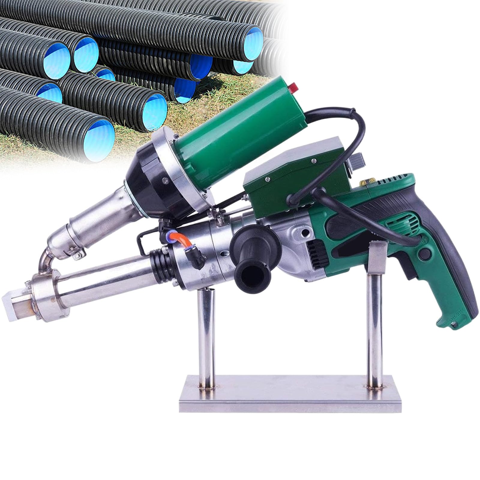 Saldatrice portatile per estrusore in plastica, saldatrice ad aria calda da 1600 W per tubi e fogli in PP, HDPE, LDPE, kit completo di saldatura per riparazione e fabbricazione di plastica