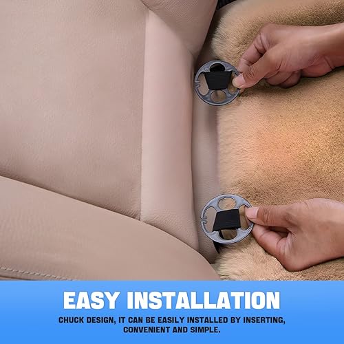 Miniatura 5 de Paquete de 2 cojines para asiento delantero de automóvil, suave y cálido, de piel sintética de conejo de invierno, almohadilla protectora de asiento