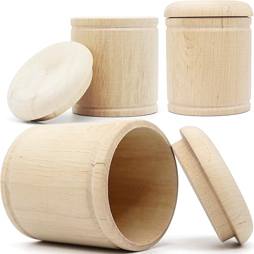 AEVVV 3 cajas redondas de madera de 2.8 x 2 pulgadas con tapa, caja de joyería de boda, cajas decorativas, cajas de almacenamiento de bricolaje,