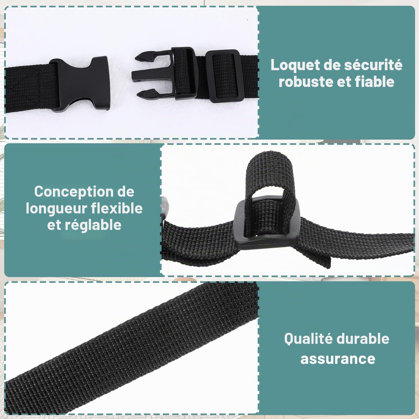 Bremorou - Attaches pour surmatelas 2 pièces - Couvre-matelas en mousse ajustables - Sangle de rangement pour déménagement avec boucles verrouillables robustes - Pour surmatelas en gel - Rangement de