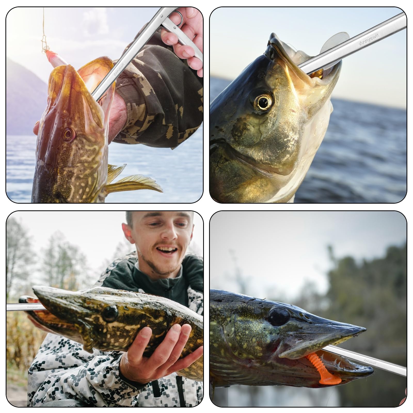 Desenganchador de Pesca Portátil Pinzas 30,5 cm & 16,5 cm con Imán Eliminador de Anzuelos