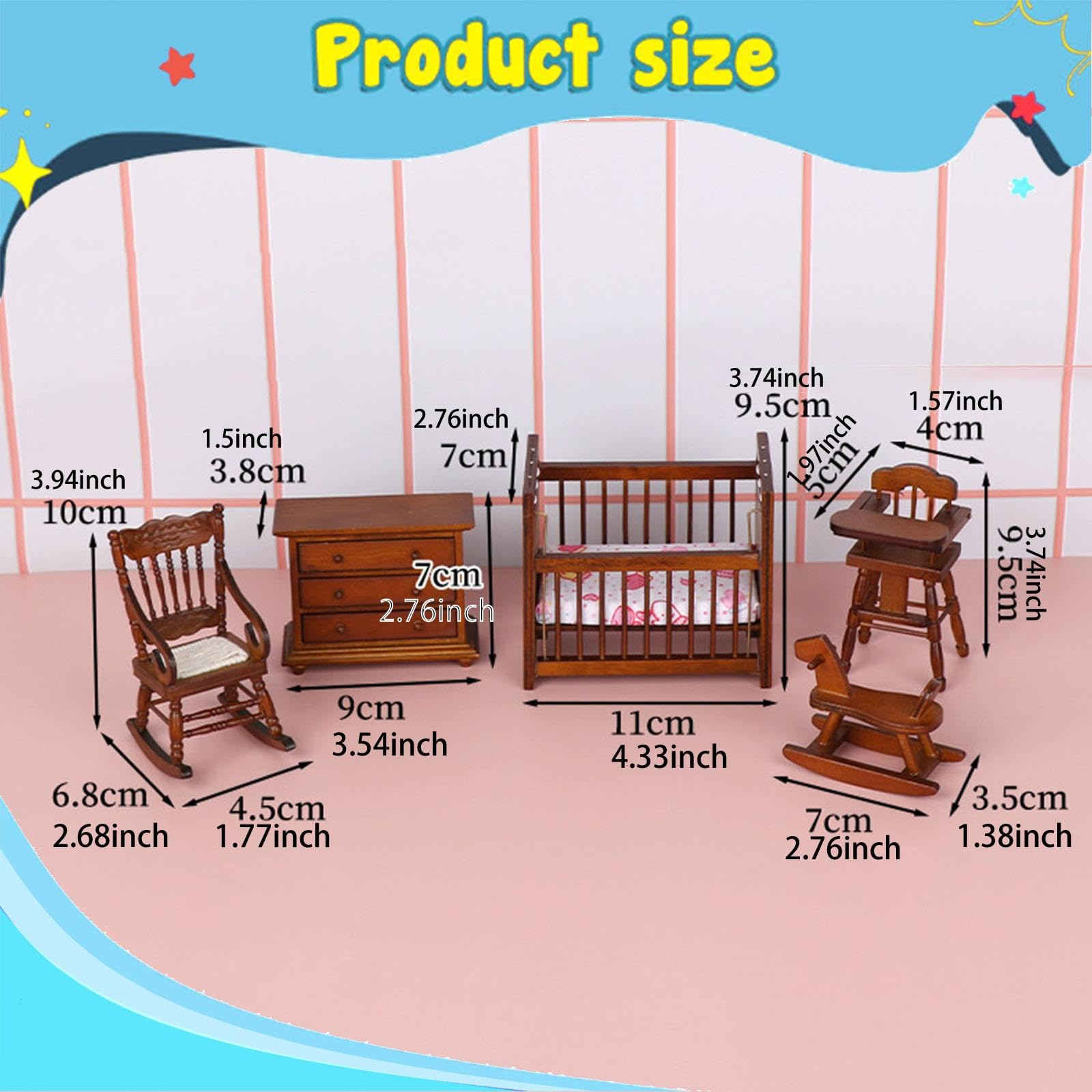 5 Juegos de Muebles para Casa de Muñecas a Escala 1:12, Juguetes de Imitación para Niños Y Niñas de 3 años en Adelante.