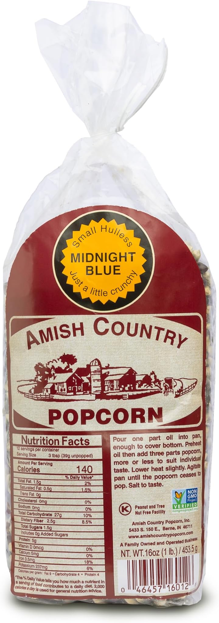 - Amish Country Popcorn | 1 Lb Midnight Blue Kernels | Old Fashioned, Non-GMO and Gluten Free (1lb Bag)