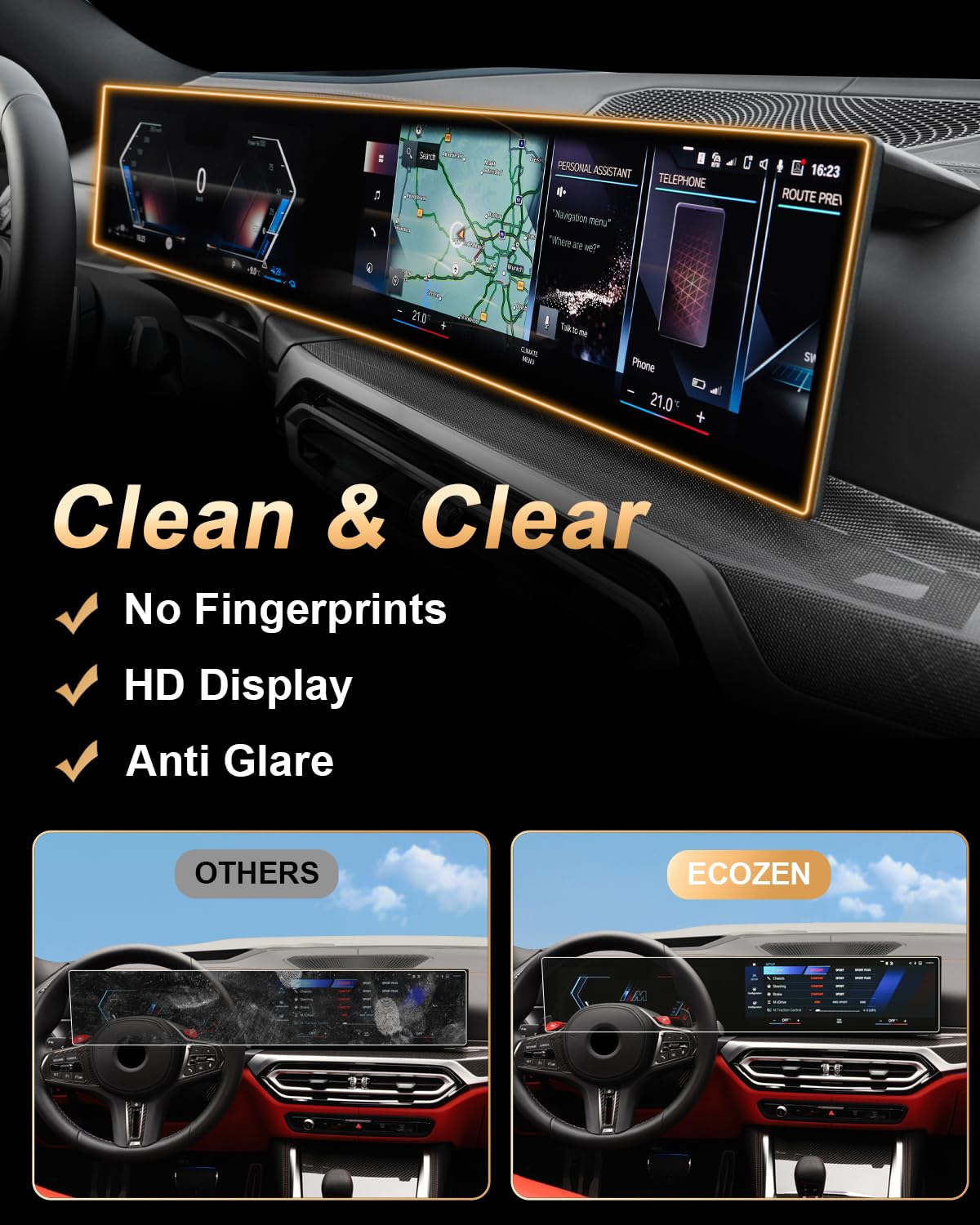 2023-2026 BMW Screen Protector - Tempered Glass For IDrive 8 Display, 2-Pack (3 Series, X5, X7, I4, I7)