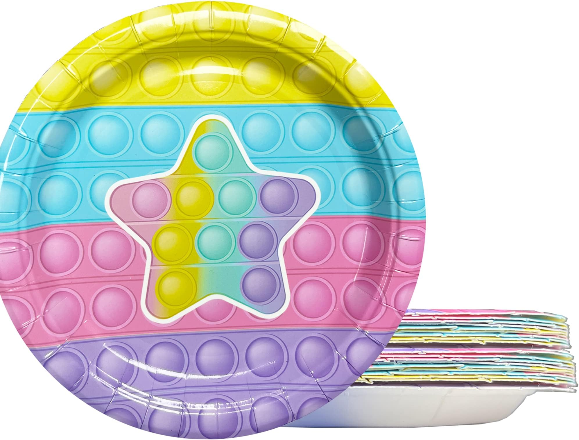 KaKan 20PCS Pop Party Plates 7", Pop Birthday Decorations for Girls, Pop Birthday Party Supplies, Paper Candy Cake Plates