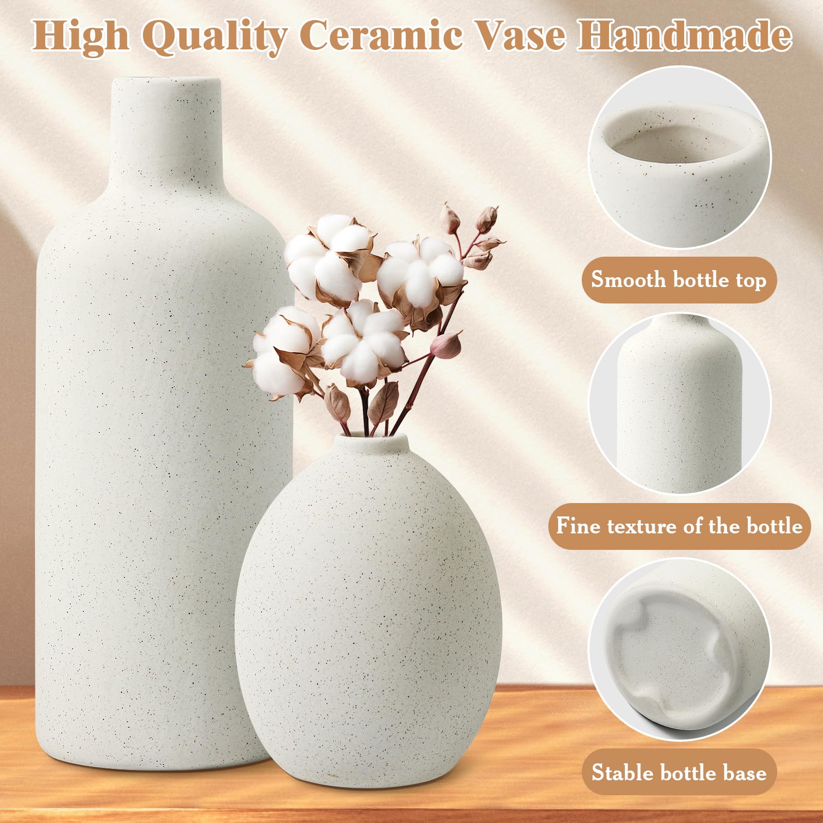 Zestaw 4 Białych Wazonów Dekoracyjnych Ceramiczny Designerski Wazon, Nowoczesna Dekoracja Wazonu Stołowego, Dekoracyjny Wazon Do NakłAdek Stołowych, Kuchni, Biura, Salonu, Na Wesele