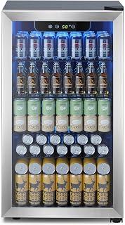 Electactic 3.2 Cu Ft Mini Fridge: 130 Can Beverage Cooler with Digital Temp Control, Reversible Door for Home, Dorm, Bar