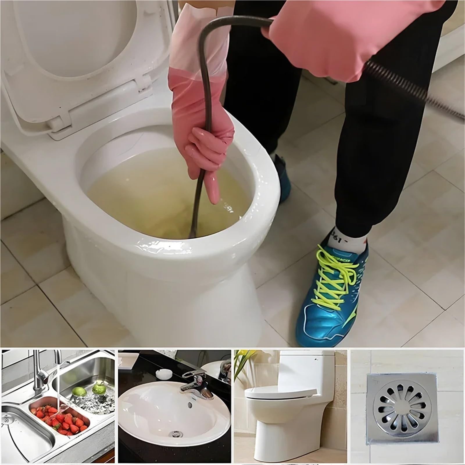 Strumento for La Pulizia Degli Scarichi for Sbloccare I Tubi A Molla | For la rimozione delle tubazioni intasate dei lavelli da cucina del bagno(3.0 M with hand Crank)