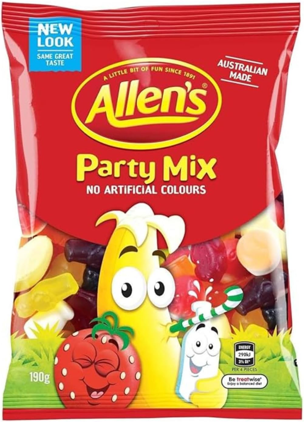 Allen’s Party Mix Gummy Candy – 190g Bag – Assorted Flavors – No Artificial Colors – Made in Australia