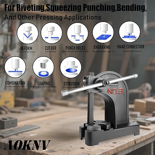 Vista 34 de Prensa de eje de 1 tonelada con volante, altura máxima de 5.5 pulgadas, prensa manual de escritorio de hierro fundido, prensa manual de precisión 1