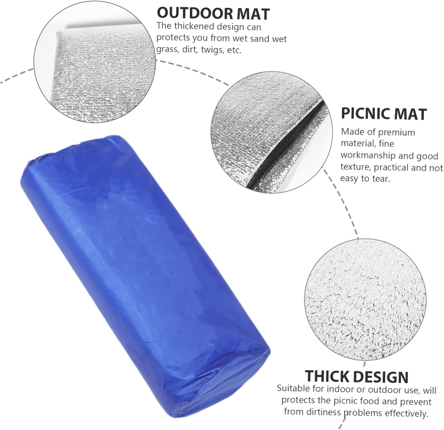 SUPVOX Portable Outdoor Picnic Mat Lightweight Camping Blanket with Carry Bag for Beaches Parks Family Trips and Hiking Dual Sided Foil