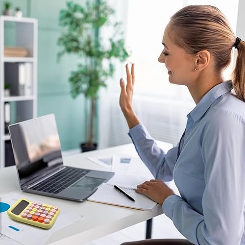 Miniatura 5 de Standard Calculator - Colorful Yellow with 12 Digit Display and Big Buttons, Cute Office and School Accessory