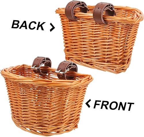 Miniatura 4 de INOOMP Accesorios de bicicleta para niños, cesta de ratán, cesta delantera para bicicleta, cesta de bicicleta para niñas, cesta de mimbre tejida